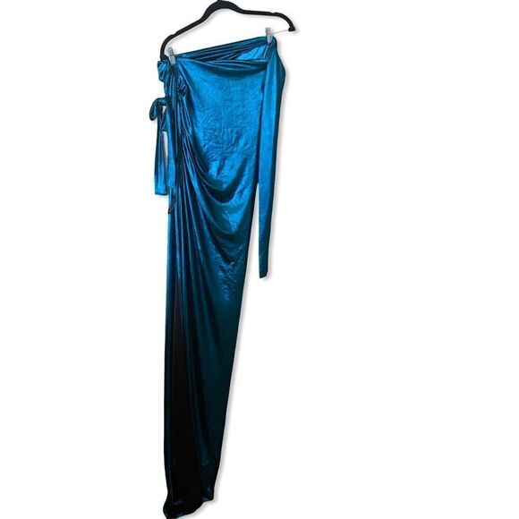 J.Angelique Disa Dress teal metallic knit wrap maxi gown Revolve NWT XS - Picture 7 of 14